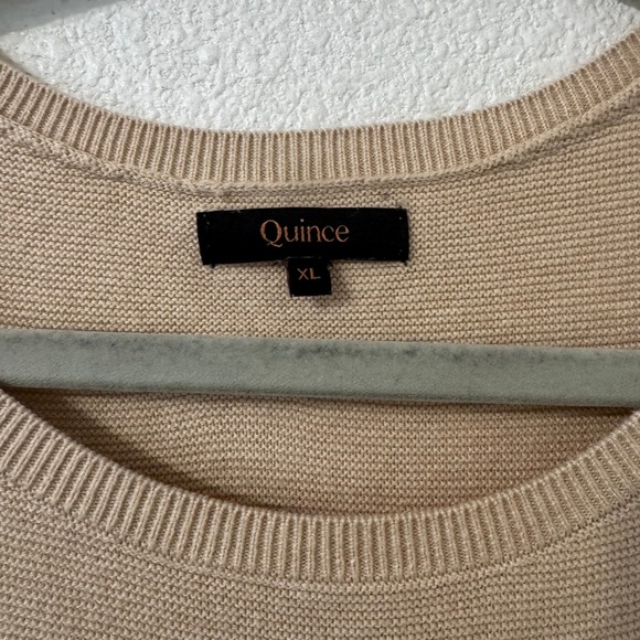Quince Top XL Tan Organic Cotton Cashmere Batwing Short Sleeve Coastal Minimal - Picture 2 of 6